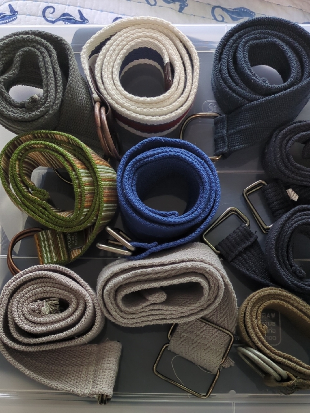 Men's Canvas Webbing Belt - Blue, Navy, Olive, Beige Assortment 10 Pieces Sz 36